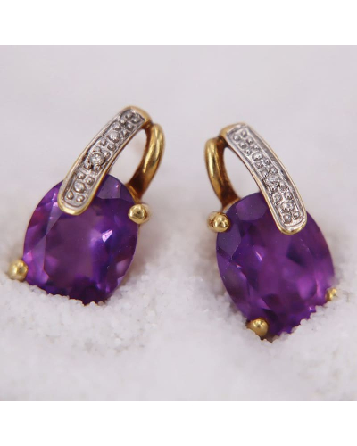 Boucles d'Oreilles Améthyste et Diamants