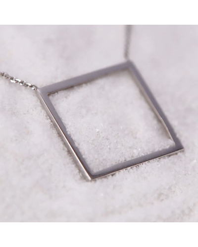 Collier Carré - Collier Carré en Or Blanc pour Femme