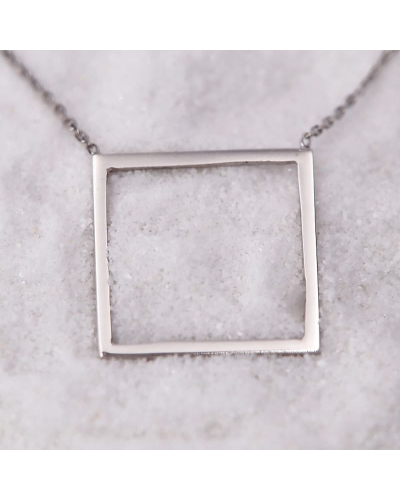 Collier Carré - Collier Carré en Or Blanc pour Femme
