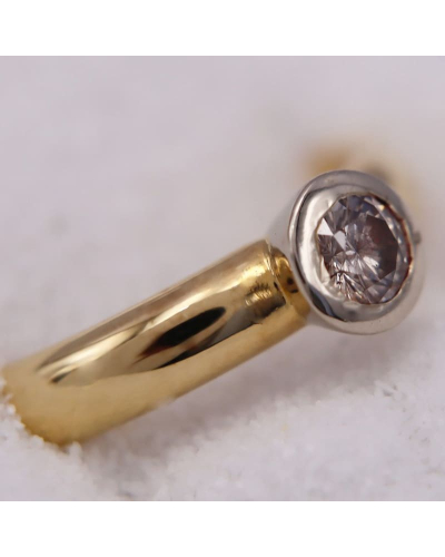 Bague - Solitaire en Or Blanc et Jaune avec un Diamants pour Femme