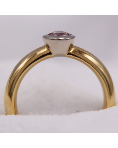 Bague - Solitaire en Or Blanc et Jaune avec un Diamants pour Femme