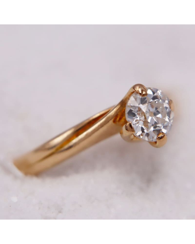 Bague - Solitaire en Or Jaune avec un Diamant pour Femme