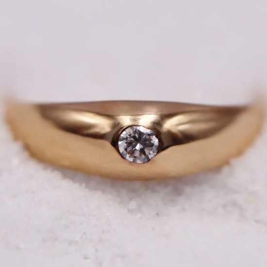 Bague - Solitaire Jonc en Or Jaune avec Diamant pour Femme