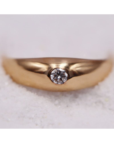 Bague - Solitaire Jonc en Or Jaune avec Diamant pour Femme
