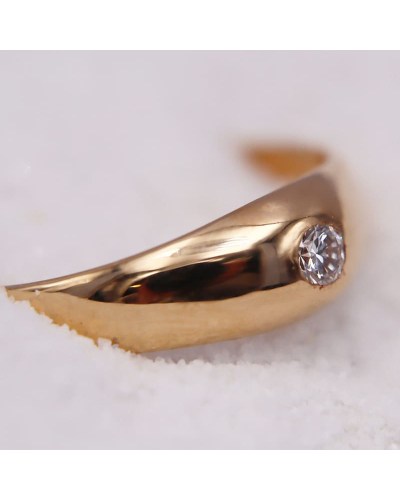 Bague - Solitaire Jonc en Or Jaune avec Diamant pour Femme