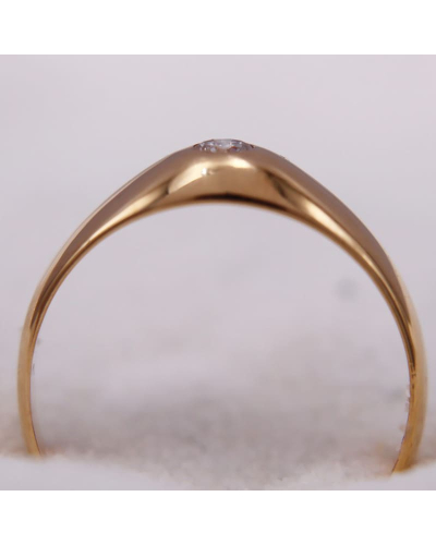 Bague - Solitaire Jonc en Or Jaune avec Diamant pour Femme