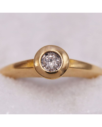 Bague - Solitaire en Or Jaune avec Diamants pour Femme