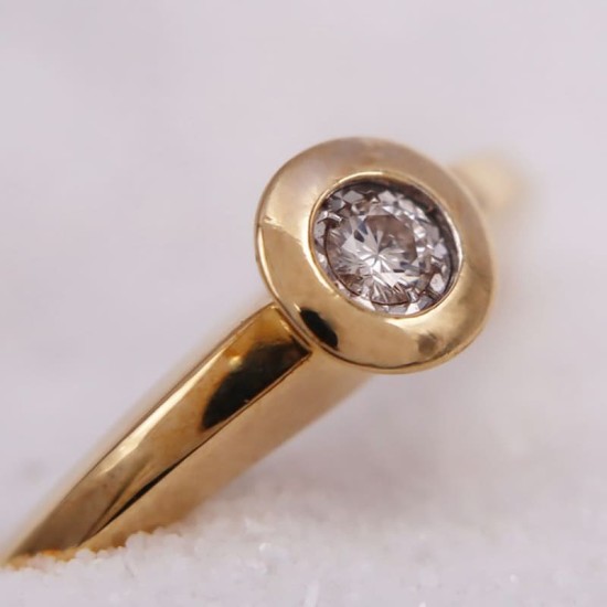 Bague - Solitaire en Or Jaune avec Diamants pour Femme