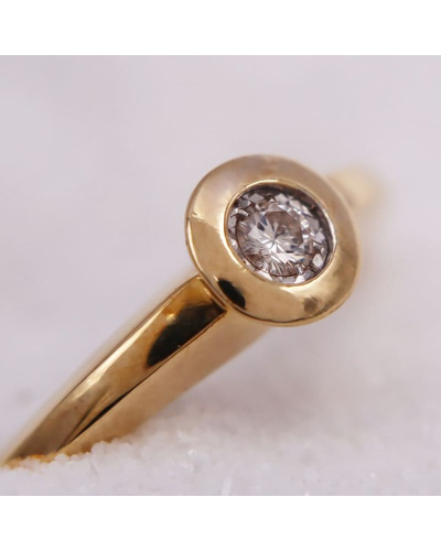 Bague - Solitaire en Or Jaune avec Diamants pour Femme