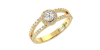 Bague Romy - Solitaire Halo en Or jaune avec un Diamant Rond Accompagné