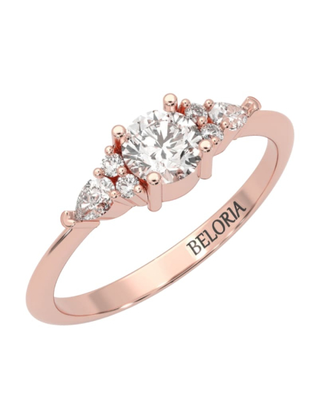 Bague Solitaire en or jaune Accompagné de Diamants 2