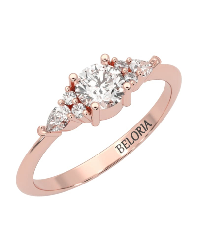 Bague Solitaire en or rose Accompagné de Diamants