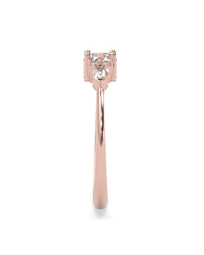 Bague Solitaire en or rose Accompagné de Diamants