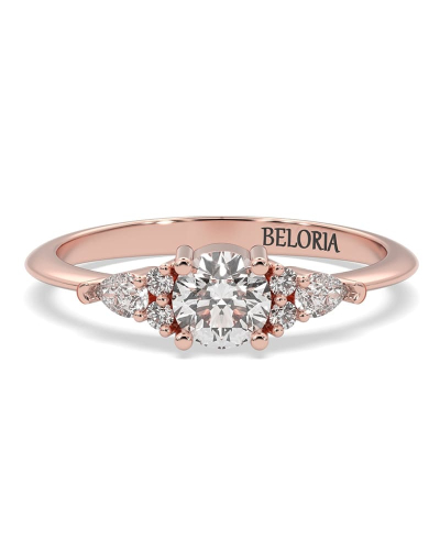 Bague Solitaire en or rose Accompagné de Diamants
