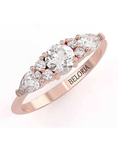 Bague Solitaire en or rose Accompagné de Diamants