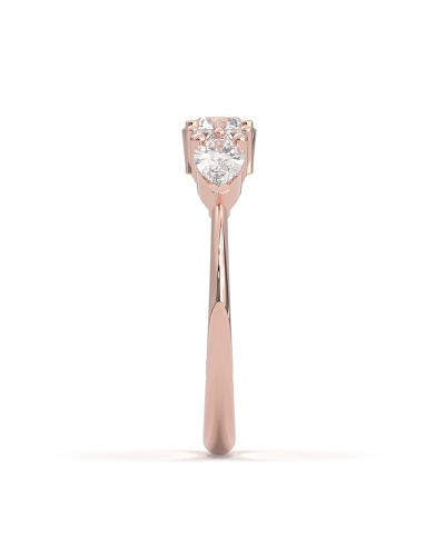 Bague Solitaire en or rose Accompagné de Diamants