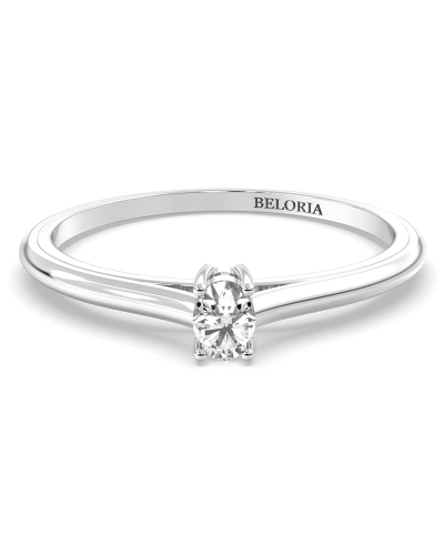 Bague Solitaire en or blanc avec un Diamant Ovale