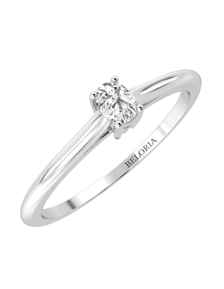 Bague Solitaire en or rose avec un Diamant Ovale 2