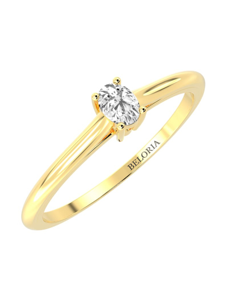 Bague Solitaire en or rose avec un Diamant Ovale 2