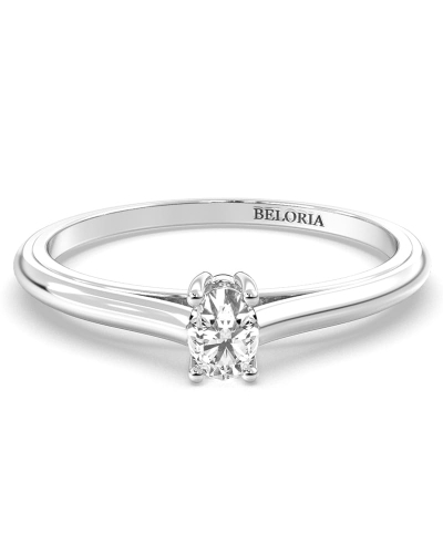 Bague Solitaire en or blanc avec un Diamant Ovale