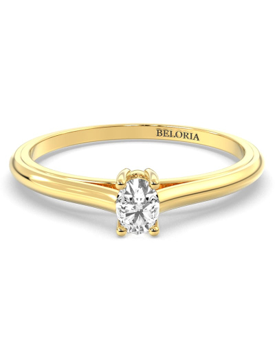 Bague Solitaire en or jaune avec un Diamant Ovale