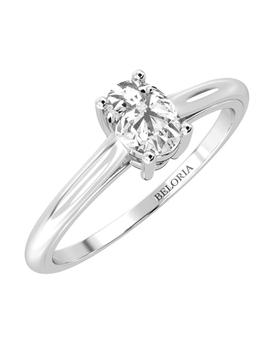 Bague Solitaire en or blanc avec un Diamant Ovale