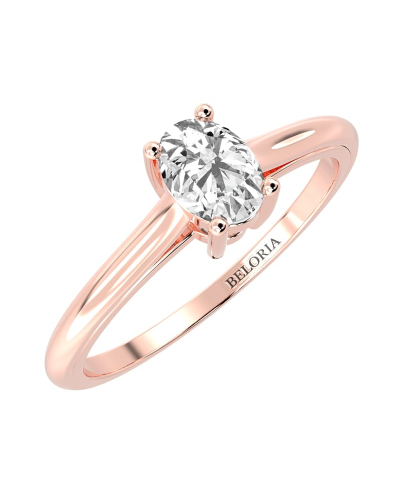 Bague Solitaire en or rose avec un Diamant Ovale