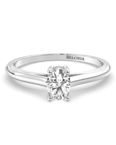 Bague Solitaire en or blanc avec un Diamant Ovale