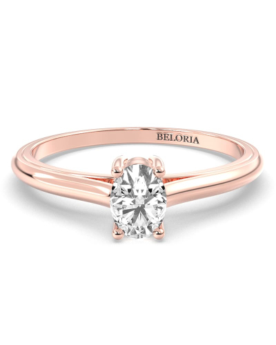 Bague Solitaire en or rose avec un Diamant Ovale