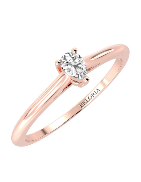Bague solitaire en or blanc avec diamant en forme de poire 2