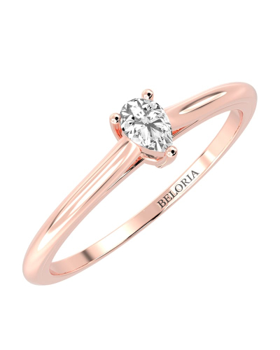 Bague solitaire en or rose avec diamant en forme de poire