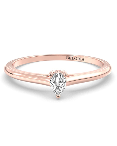 Bague solitaire en or rose avec diamant en forme de poire