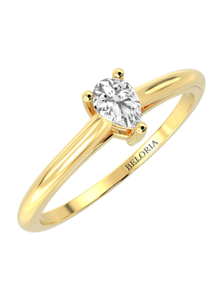 Bague solitaire en or blanc avec diamant en forme de poire 2