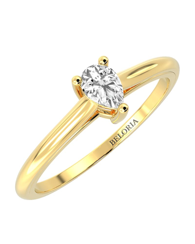 Bague solitaire en or jaune avec diamant en forme de poire