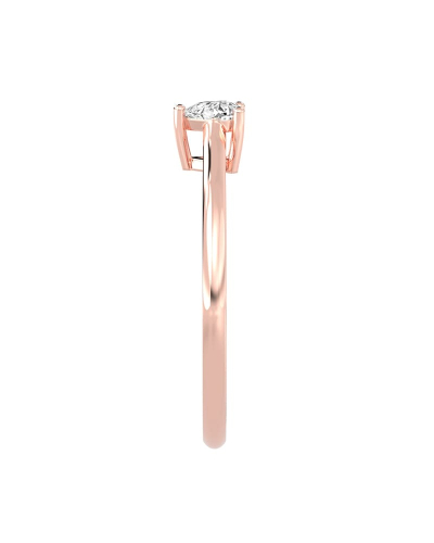 Bague solitaire en or rose avec diamant en forme de poire