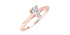 Bague solitaire en or rose avec diamant en forme de poire