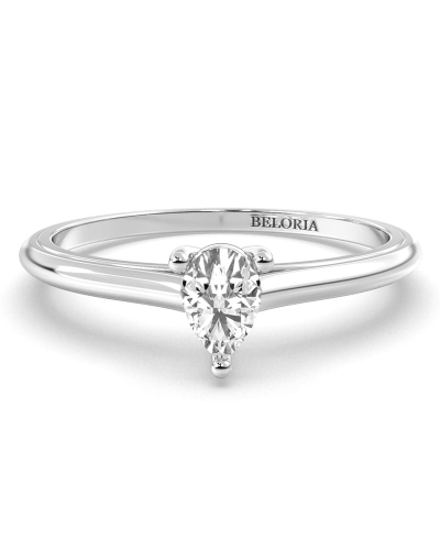 Bague solitaire en or blanc avec diamant en forme de poire