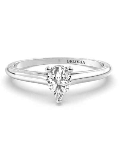 Bague solitaire en or blanc avec diamant en forme de poire