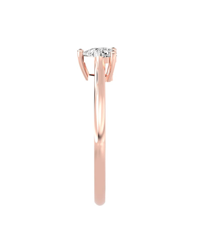 Bague solitaire en or rose avec diamant en forme de poire