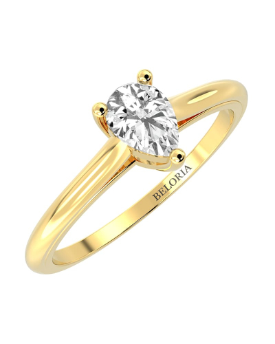 Bague solitaire en or jaune avec diamant en forme de poire