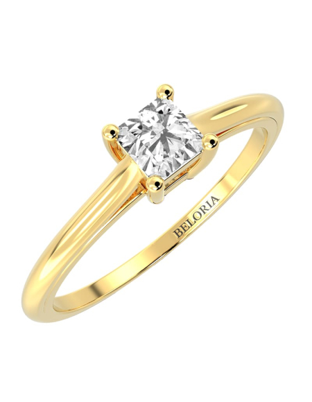 Bague solitaire en or jaune avec diamant princesse 2