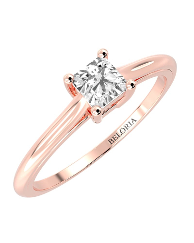 Bague solitaire en or rose avec diamant princesse