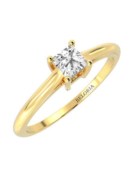 Bague solitaire en or jaune avec diamant princesse 2
