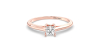 Bague solitaire en or rose avec diamant princesse