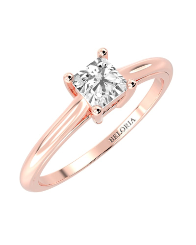 Bague solitaire en or rose avec diamant princesse