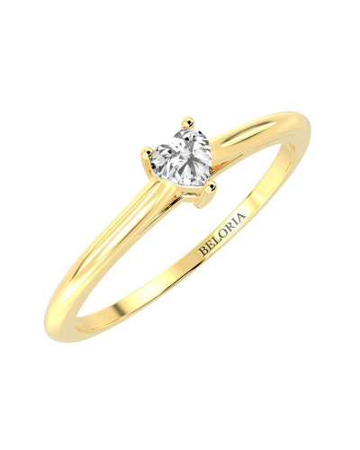 Bague solitaire en or jaune avec diamant coeur