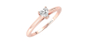 Bague solitaire en or rose avec diamant princesse