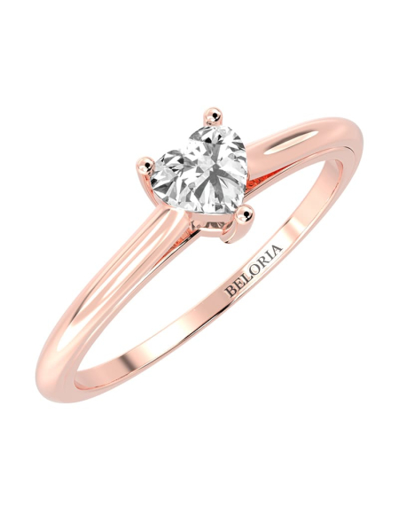 Bague solitaire en or rose avec diamant princesse 2