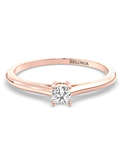Bague Solitaire en or rose avec Diamant Coussin