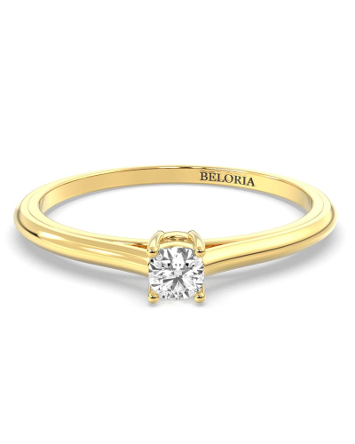 Bague Solitaire en or jaune avec Diamant Coussin